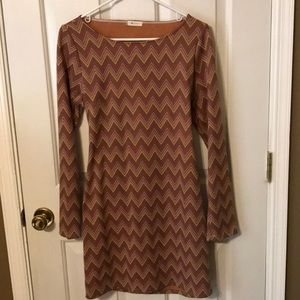 Bohemian Long Sleeve Chevron Dress by Everly